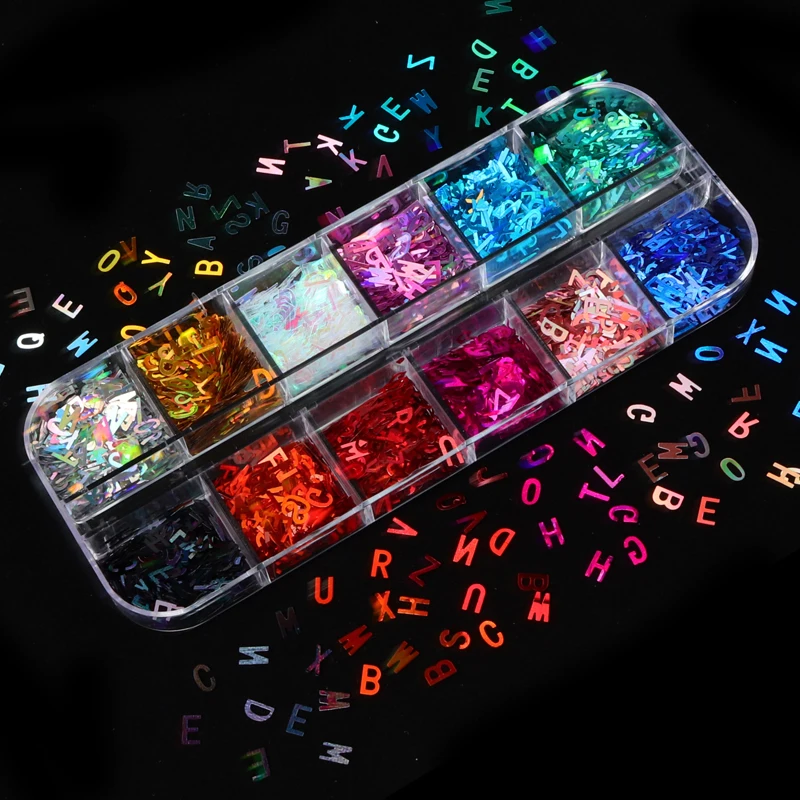 Лазерная Письмо ногтей стразами блестящие хлопья голографическая блестки