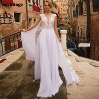 sevintage boho lace wedding dresses with cape appliques chiffon beach bride dress princess women wedding gown 2021