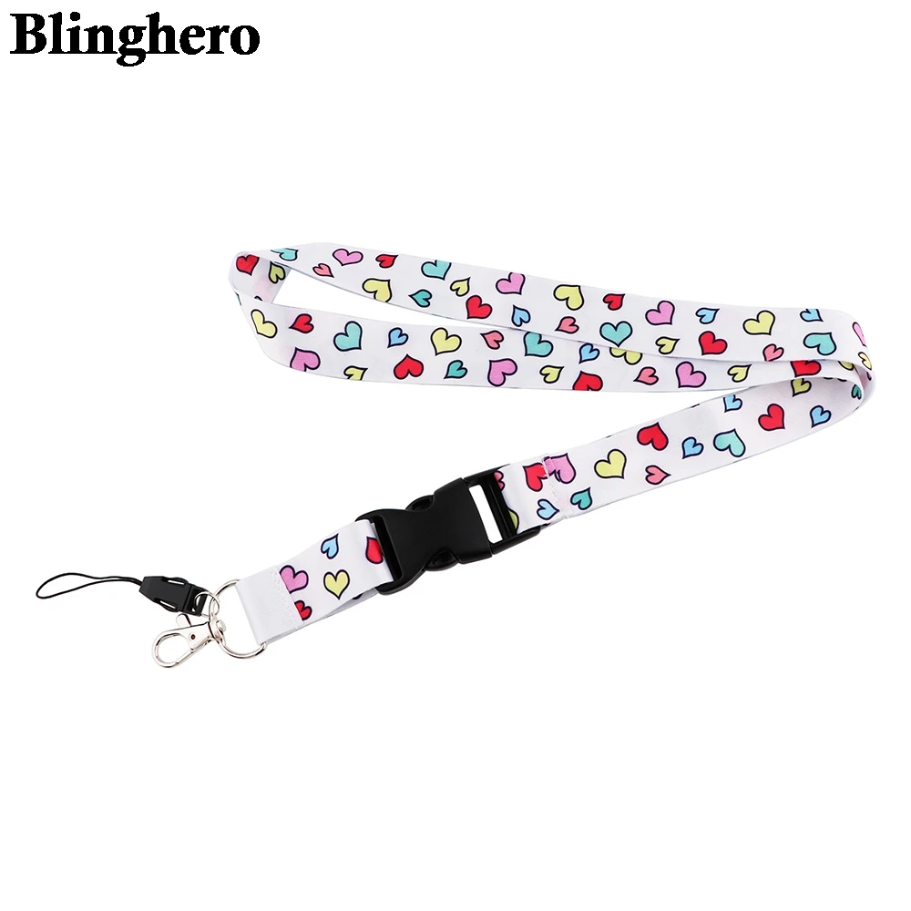 

CB525 Colorful Rainbow Love Lanyards White Neck Strap Phone Buttons ID Card Holder Lanyard For Keys DIY Hanging Ropes