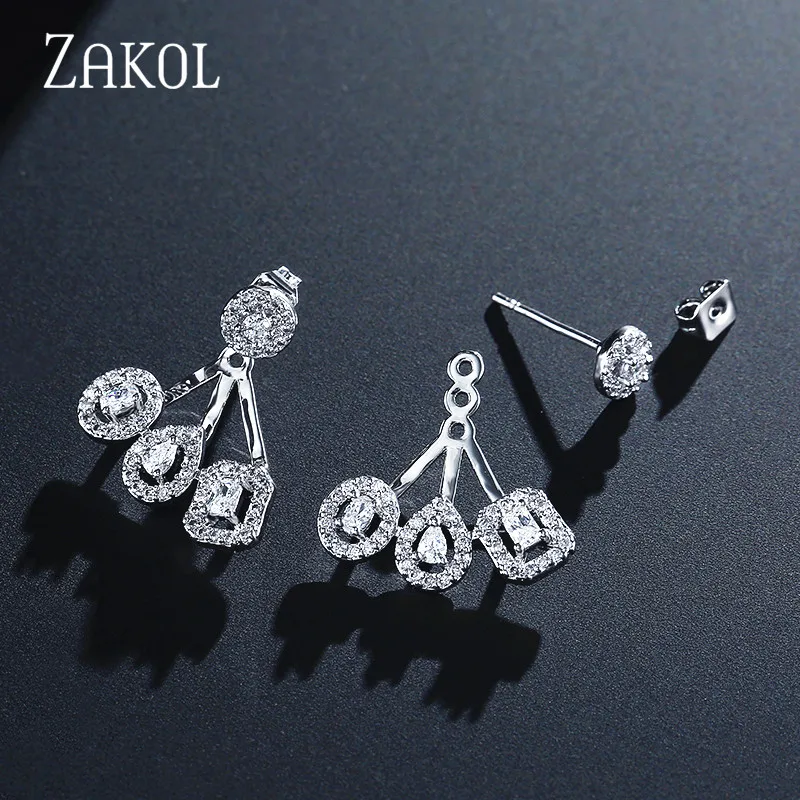 Женские Висячие серьги ZAKOL изящные Роскошные с гемометрическим фианитом