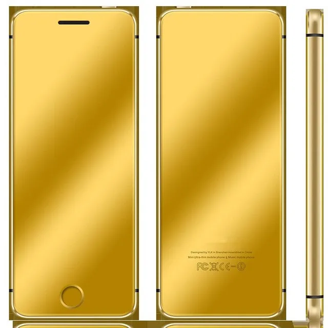 Золотой YEPEN N2 Роскошный ультра тонкий металлический корпус, две sim-карты, сотовый телефон с MP3, Bluetooth, циферблат, 1,67 дюймов, мобильный телефон Ulcool V66 - Цвет: Золотой