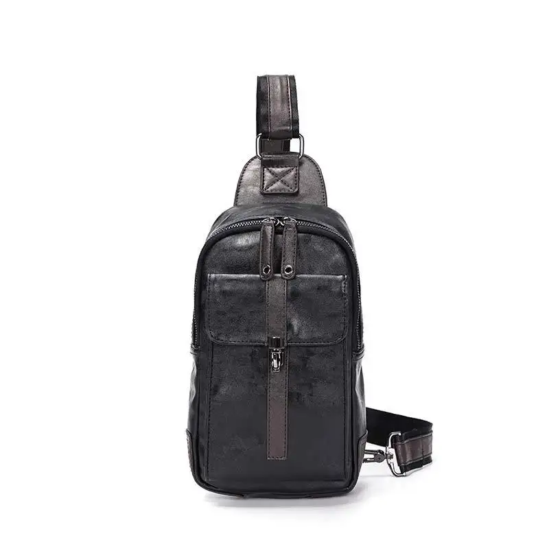 Кожаная повседневная мужская сумка-мессенджер серии с usb-зарядкой и бумажником