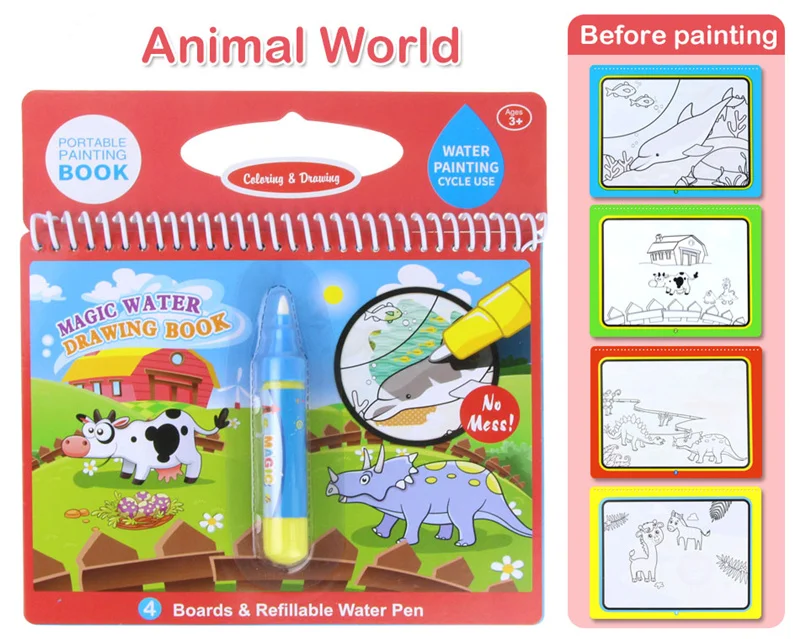 Новая волшебная Водная раскраска коврик книжка-раскраска Магические рисунки