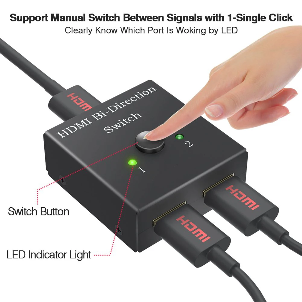 HDMI Switch Bi Direction 4K Splitter 2X1 Switcher для PS4 PS3 Roku Express поддерживает Ultra HD 3D 1080P|Дисплеи| |