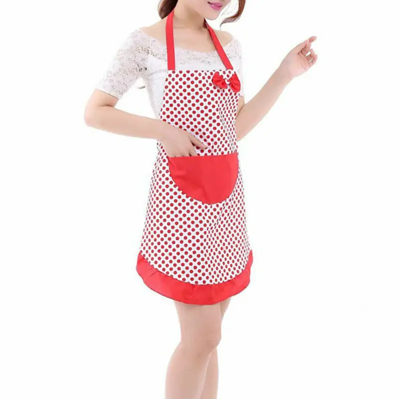 New Cute Bib Apron Dress Vintage Kitchen Women Bowknot with Pocket Gift | Aprons