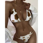 Женский бархатный костюм бикини с коровьим принтом, 2 шт.