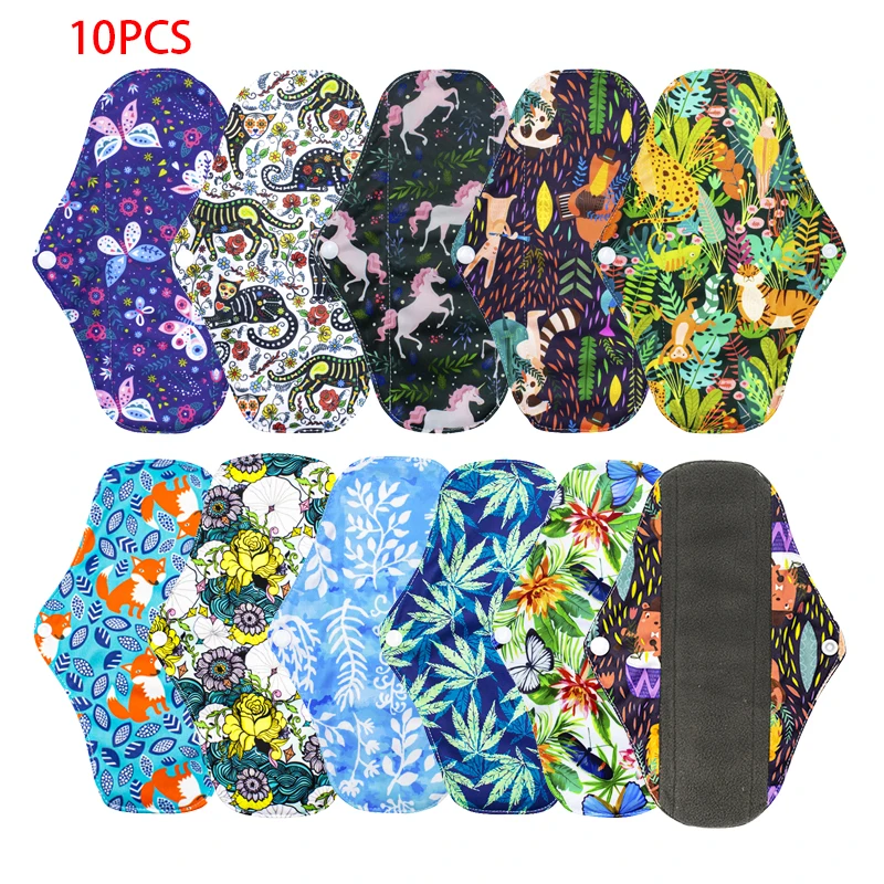 

[10 шт.] гигиенические прокладки из древесного угля, подкладки для женских трусиков из моющегося хлопка, женские прокладки для здоровья