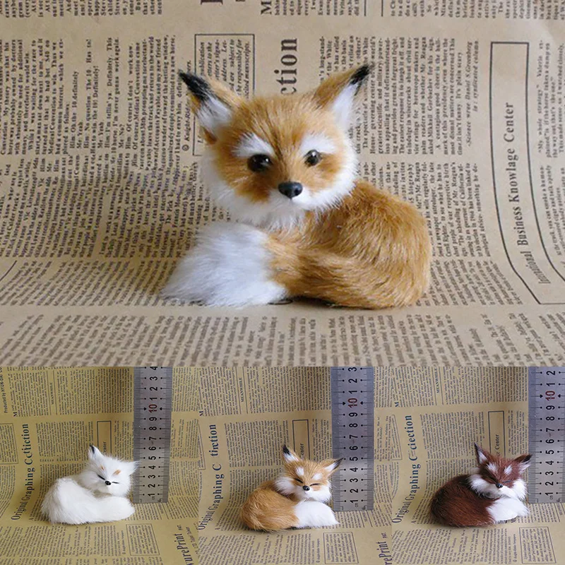

Cute Simulation Fox Home Decoration Artificial Animal Pocket Plush Toy for Kids Birthday Gift Fake Fox Model Figurine Ornaments
