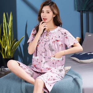 M-4XL пижамы на холсте для женщин пижамы размера плюс с цветочным принтом Пижама de mujer хлопок pizama damska нижнее бельё для девочек, комплекты одежды для сна