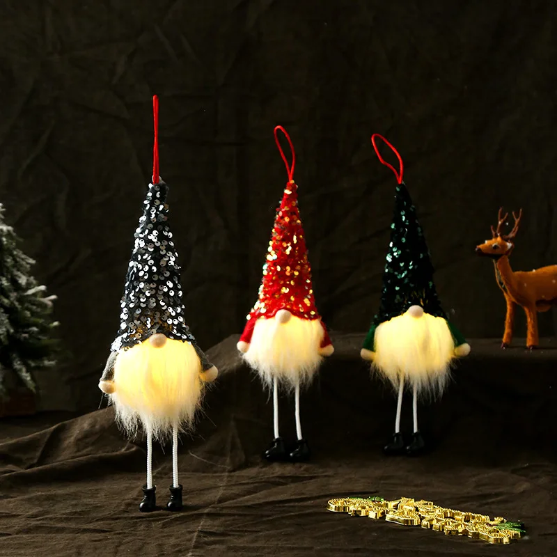 

Christmas long legs faceless dolls glow dolls home decorations gnome sequins old dolls doll ornaments