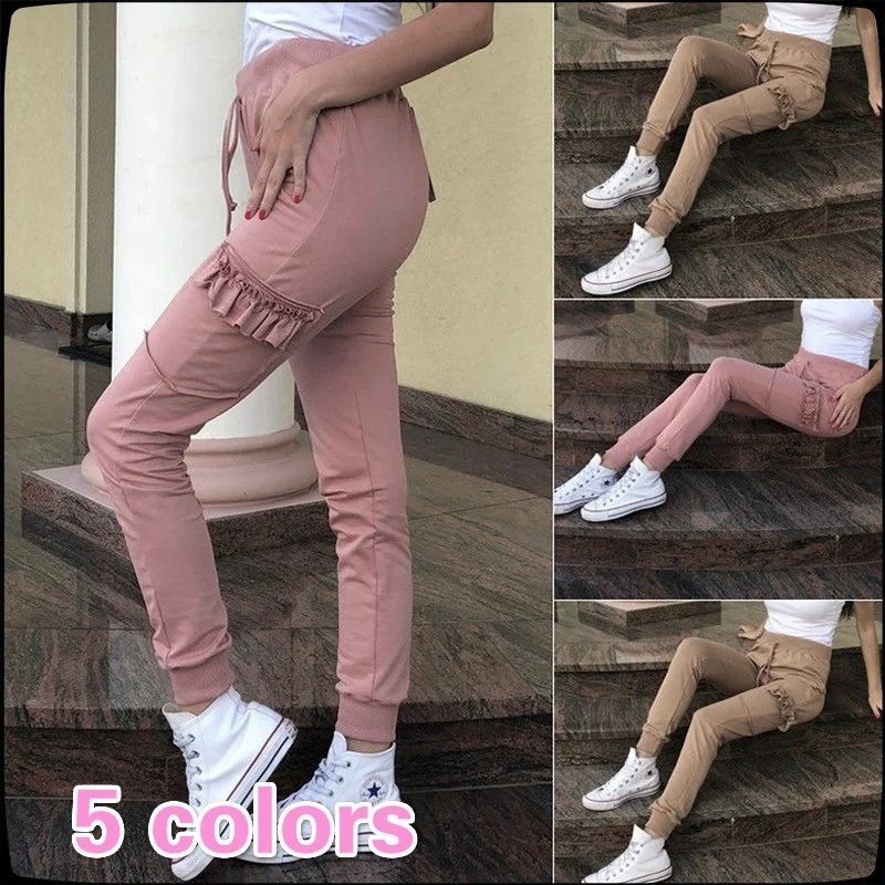 Новые осенние и зимние женские свободные спортивные штаны с боковыми карманами