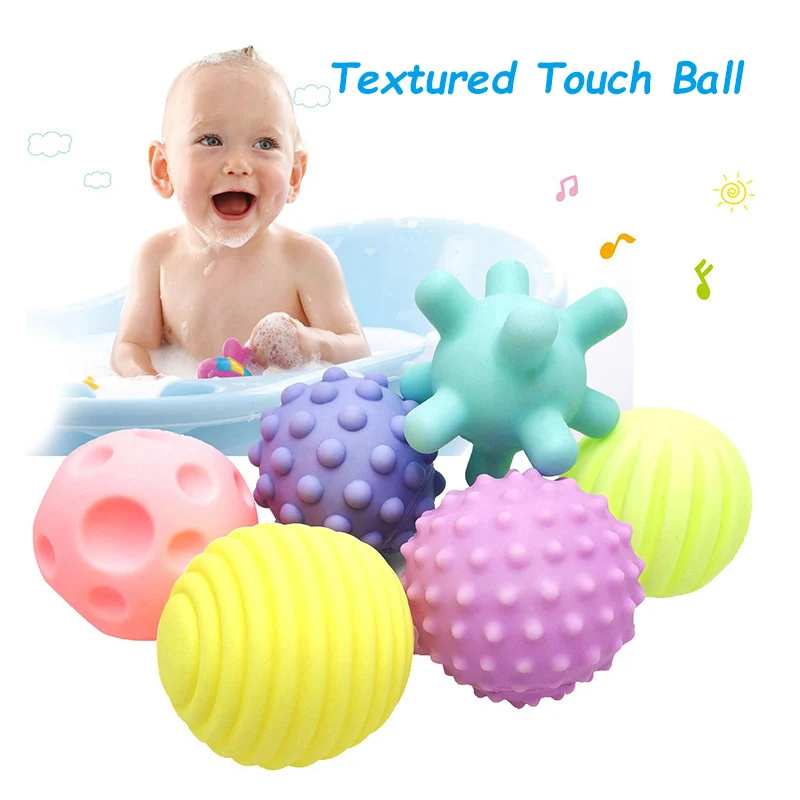 

6Pcs/set Baby Touch Hand Ball Toys Rubber Textured Hands Touch Ball Baby Sensory Toys Ball Bath Toys Hand Ball Toy For Children