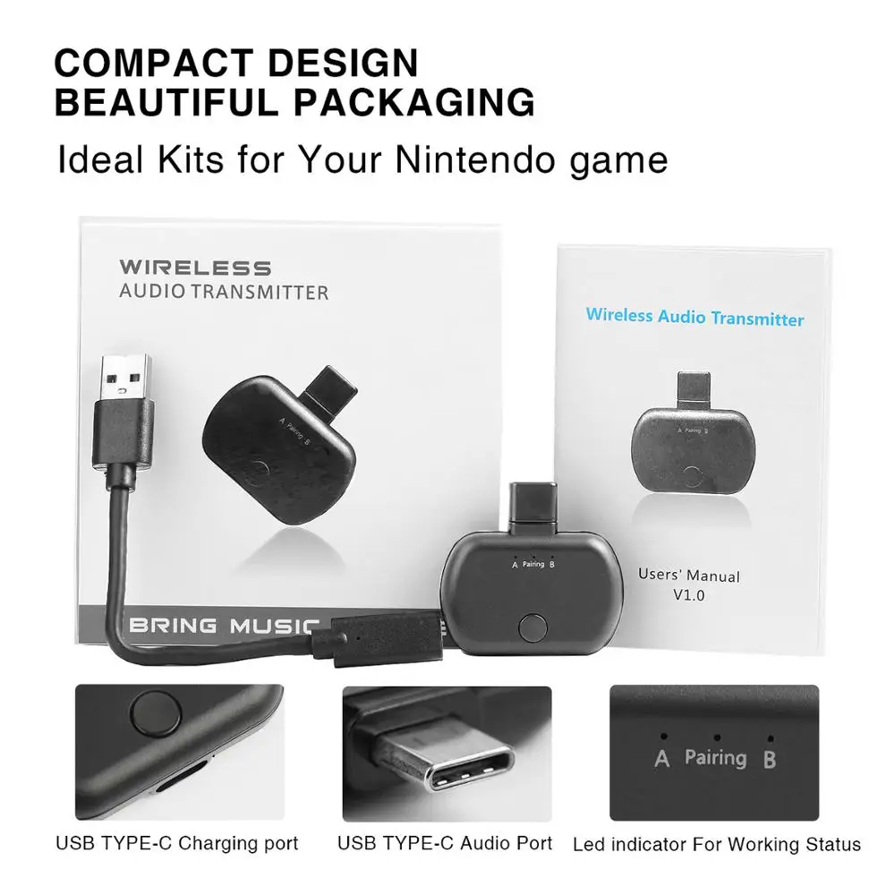 UCable Bluetooth 5 0 стерео USB Type C аудио передатчик для переключателя адаптер