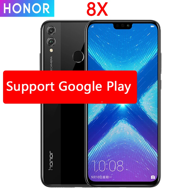 Honor 8X мобильный телефон 6,5 дюймов экран 3750 мАч батарея Android 8,2 двойная задняя камера 20 МП многоязычный смартфон