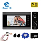 Беспроводной Wi-Fi 7-дюймовый видеодомофон для дома IP видео дверной звонок Пароль КлавиатураRFID карта приложение разблокировка система внутренней связи