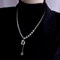 newest fashion no fading letter d pendant necklace temperament high grade versatile sweater charm women jewelry wholesale