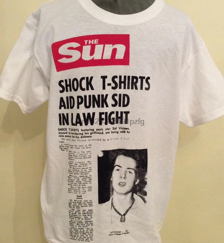 СИД порочный Футболка SUN газетная печать шок панк закон борьба |