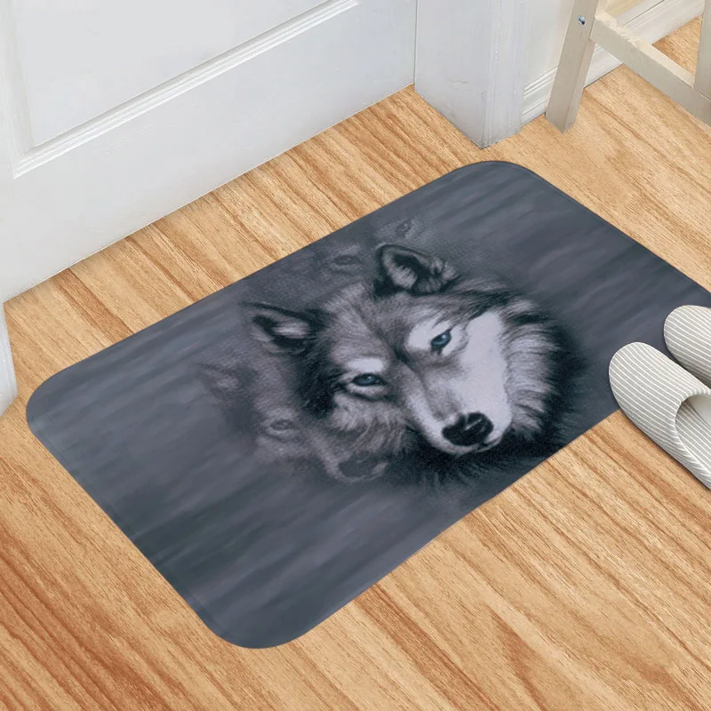 

Microfine Bathroom Absorbent Doormat 3D Wolf Animal Pattern Pet Anime Floor Mats Sofa Carpet for Bedroom and Living Room