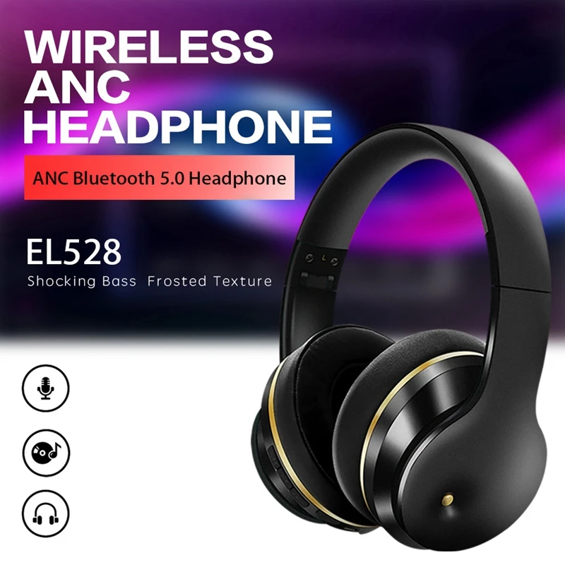 

ANC Bluetooth Headphones Noise Cancelling Wireless Headset Foldable Hifi Deep Bass Earphones with Microphone for Music