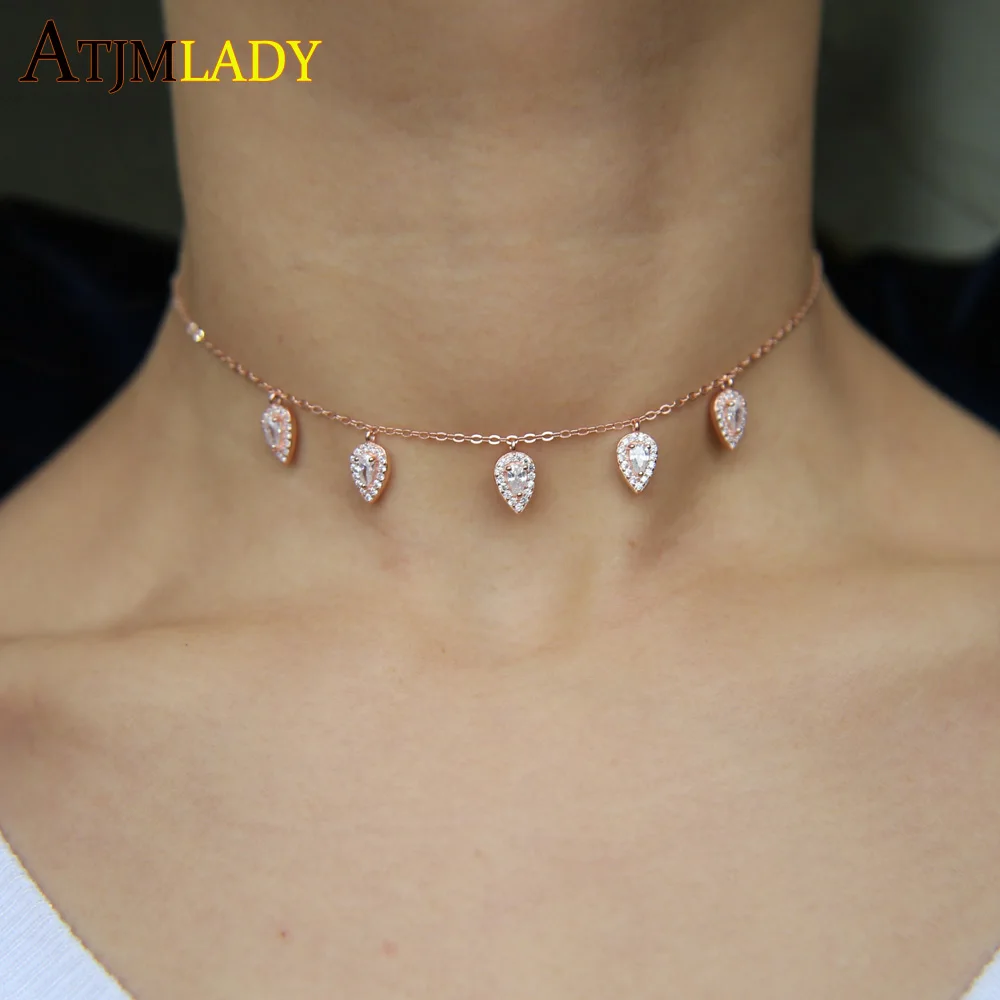 Новинка ожерелье Collares Collier сверкающее блестящее микро Cz слеза капли капельные