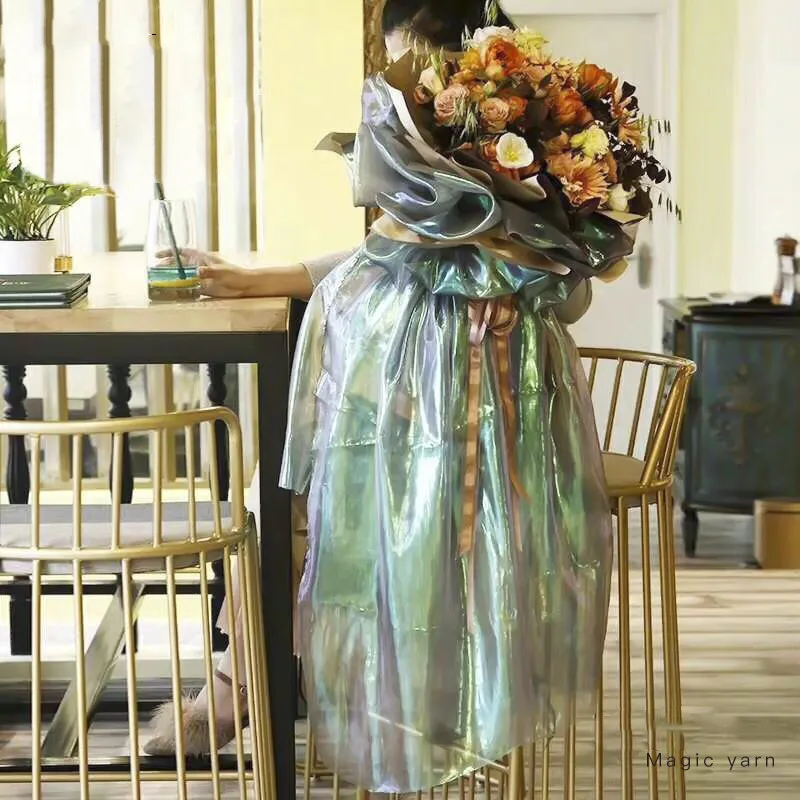 Новинка 2019 блестящая оберточная бумага для цветочного букета упаковки флористов