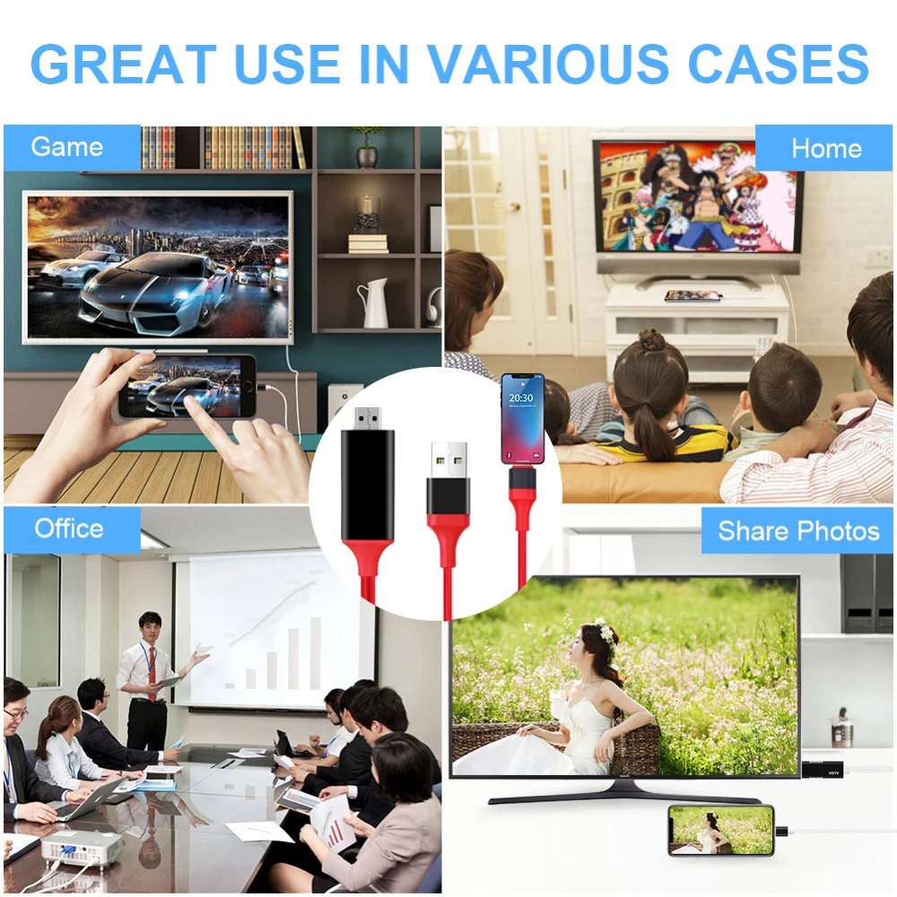 1080P HDMI HDTV кабель для IPhone Type C к Кабель адаптер Hauwei Mate10 Pro S8 Micro Usb Hdmi Samsung|Зарядные