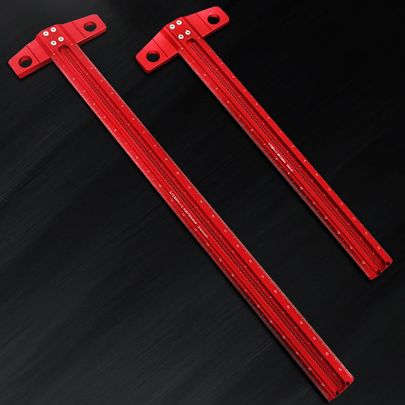 10-24 дюймов Высокоточный масштабная линейка T-Тип отверстие Деревообработка