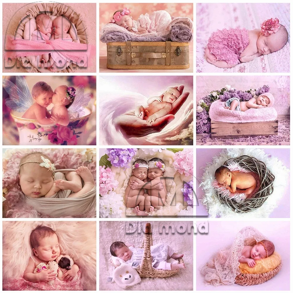 

Nursery Decor Diamond Painting Cute Newborn Baby Mosaic Art Print Diamond Embroidery Full Drill Rhinestone Picture Cross Stitch