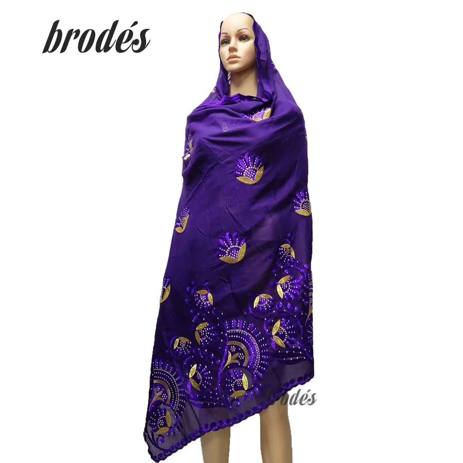 Шарф с Африканской вышивкой Новый мусульманский женский хлопковый шарф красивый