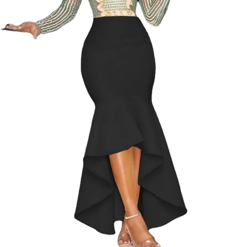 

skirts women boho punk High Waist Asymmetric pleated midi Skirt Solid Stretch Large Women's Skirt harajuku korean fashion lolita