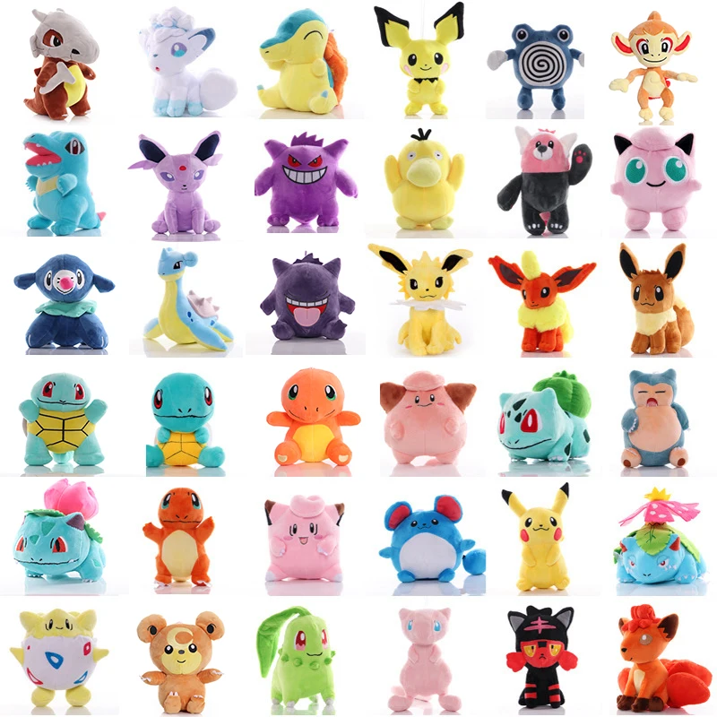 

Classic Anime Pokemon Plush Toy Kawaii Pikachus Squirtle Bulbasaur Charmander Snorlax Mew Stuffed Doll Gift For Kid Children