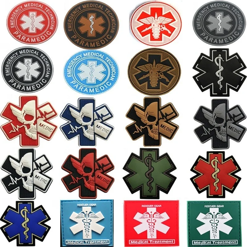 

MEDIC Badges Patches Pvc Rubber Emergency Medical Technician Paramedic Rescuer Gear Medical Treatment Armbands Tactical Patch