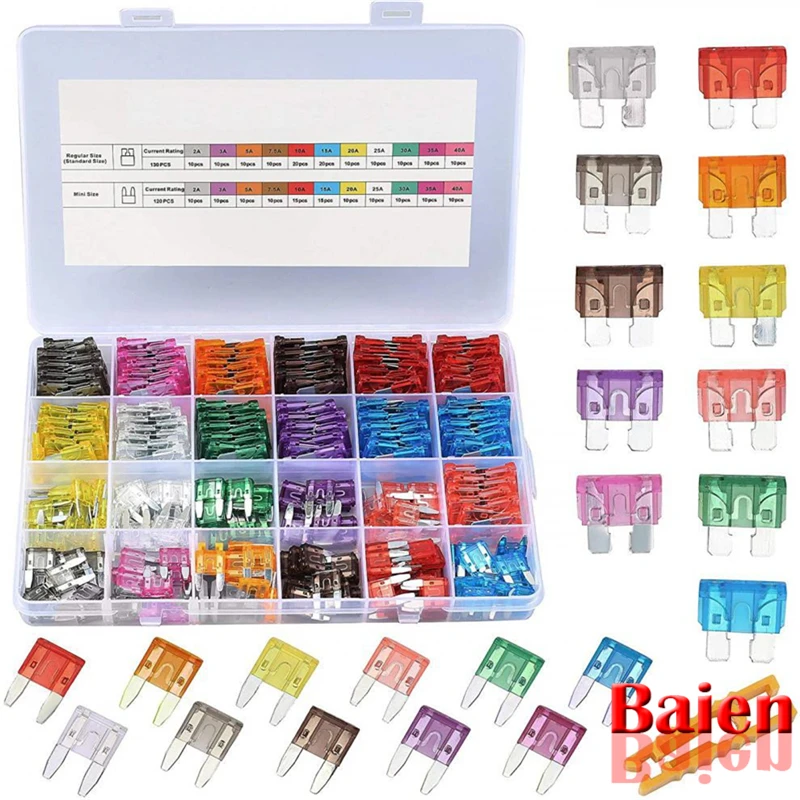 Предохранители для авто 250 шт. набор предохранителей в ассортименте страхования