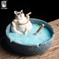ceramics cartoon dog ashtray windproof high capacity car cigar ashtray modern home office desktop decoration smoking tools