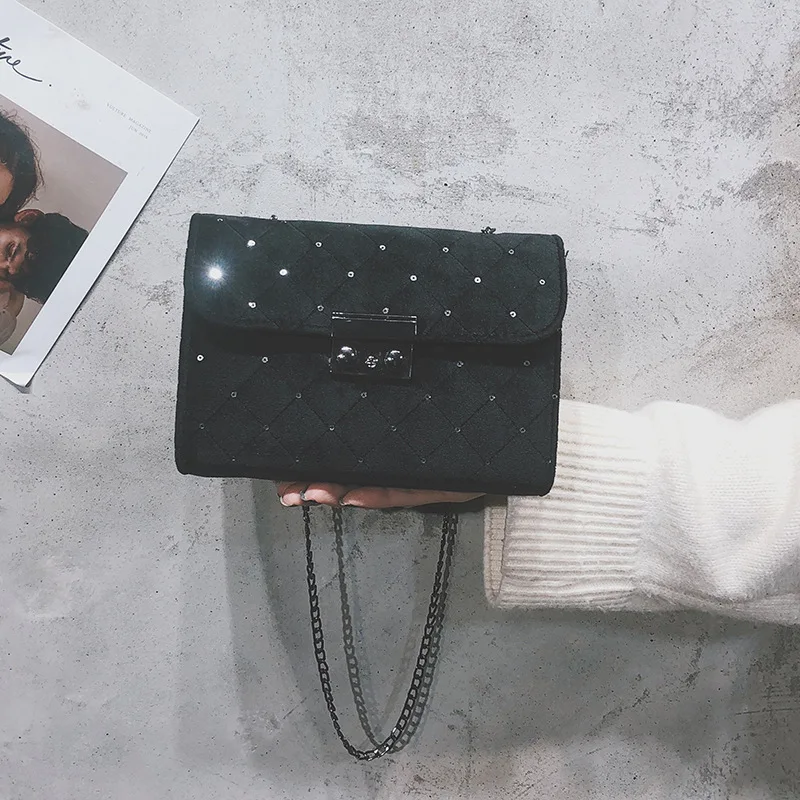 Модная плюшевая цепь маленькая квадратная сумка в Корейском стиле Baitao для ужина