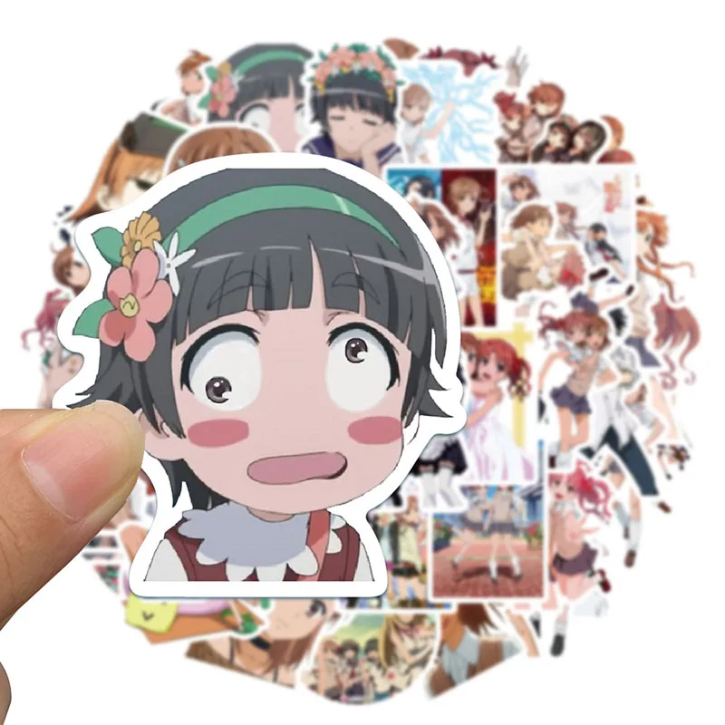 

50Pcs Anime A Certain Scientific Railgun Stickers Misaka Shirai Sticker Skateboard Car Sticker PVC Decals For Laptop Suitcase