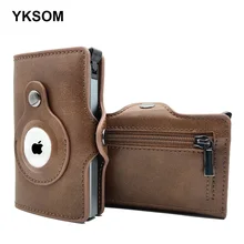 Airtag Wallet Luxury Leather Card Bag For Apple AirTags Tracker Anti-lost Protective Cover Men Women