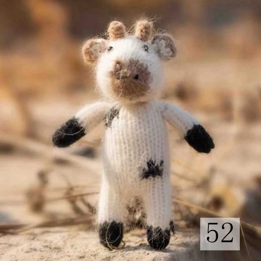 Juguetes De Toro de punto para reci&eacute;n nacido, accesorios de fotograf&iacute;a hechos a mano con patr&oacute;n de vaca, mu&ntilde;eco de peluche, Animal de regalo, accesorios de utiler&iacute;a para fotos de beb&eacute;-3