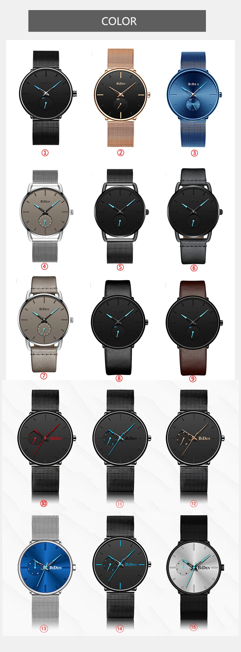 Reloj Hombre BIDEN Top Brand Luxury Men Watches Waterproof Ultra Thin Date Wrist Watch Male Mesh Strap Casual Quartz Clock