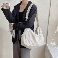 casual creative shoulder bag fashion trend folded messenger bag pleated shoulder strap large capacity nylon bag tote