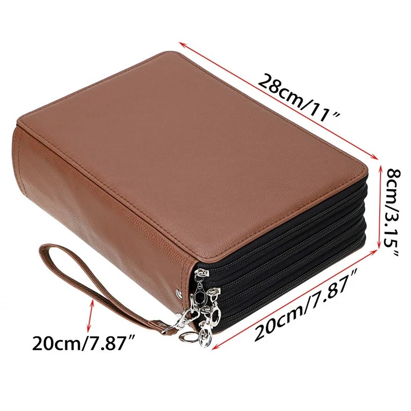 

200 Slots Portable Colored Pencil Case Holder Waterproof Large Capacity PU Leather Pencil Bag Box For Student Gifts Art Supplies