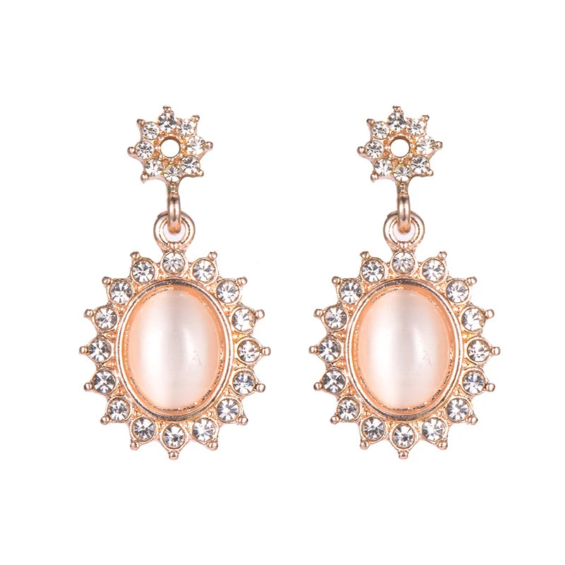 

Dignified Temperament Rose Gold Color Crystal Earrings New Fashion Drop Earring Simple Jewelry Accessories
