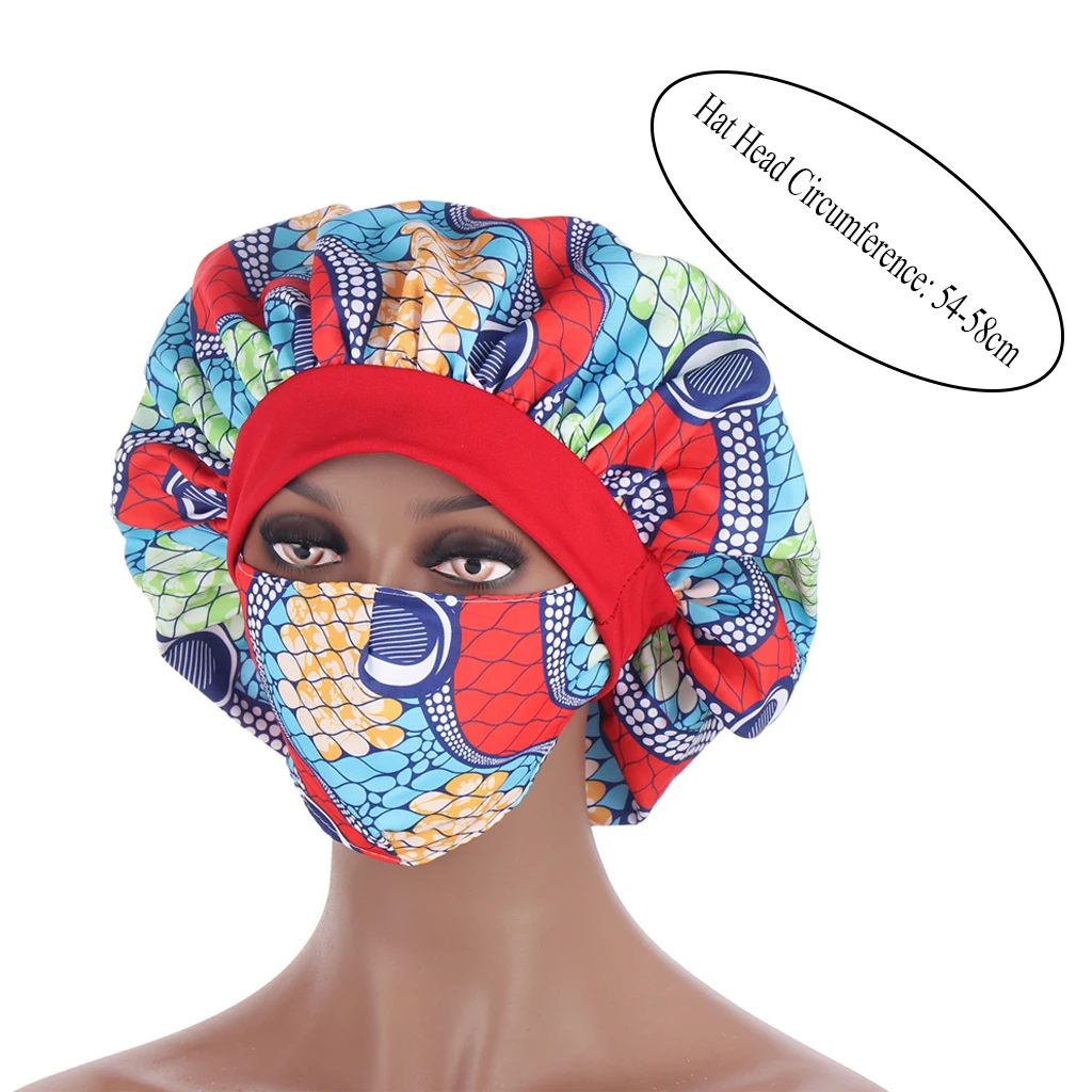 

Fashion African Pattern Multicolor Nightcap Headwear Popular Headband Decoration Turban Cap Women Trendy Round Mask Caps