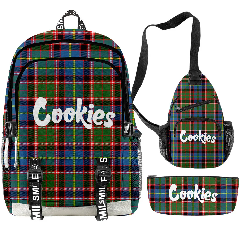 

Merry Christmas Cookies Backpack Bags 3 Pcs Set Boys Girls Laptop Sports Oxford Waterproof Travel Backpacks Teenager School Bags
