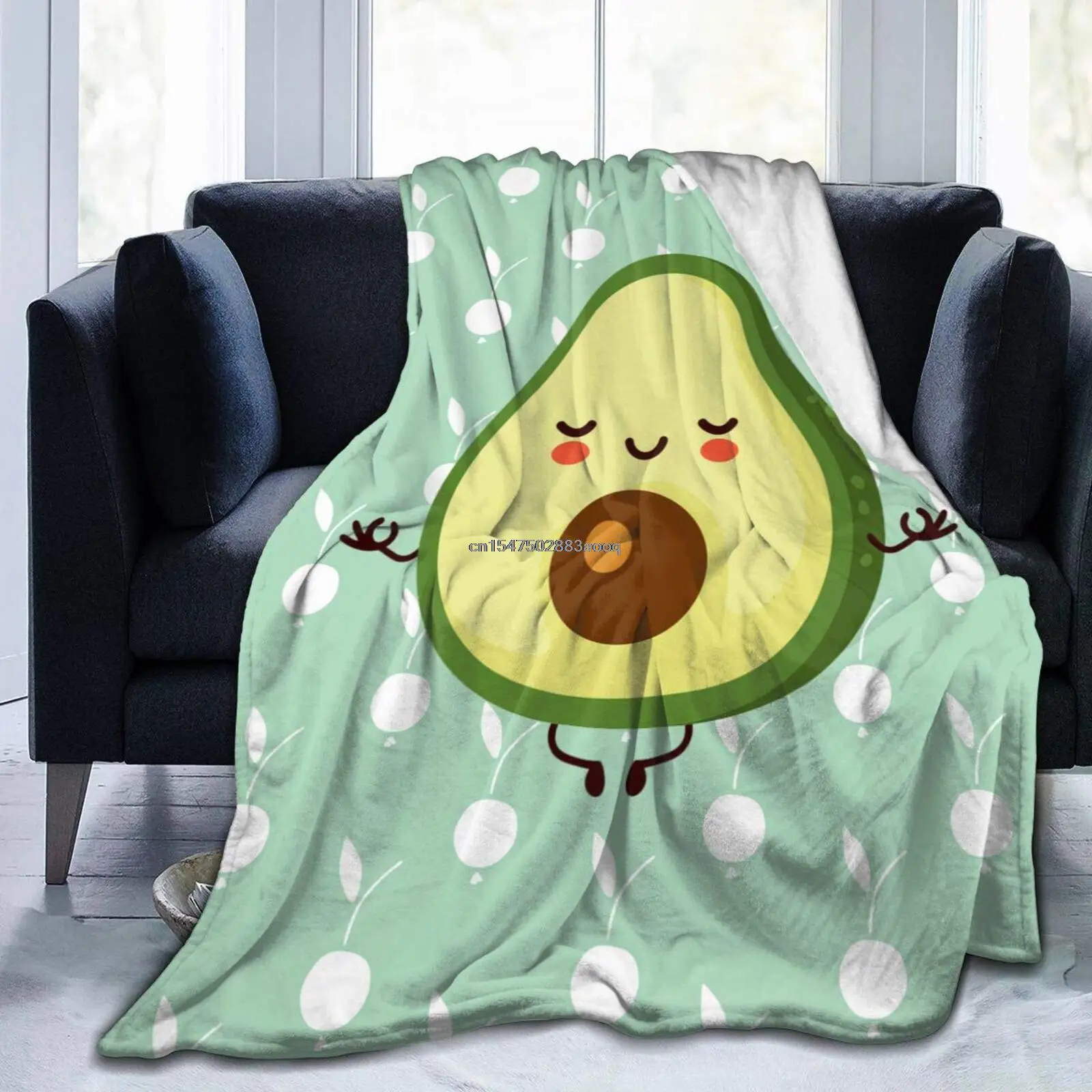 

Cute Yoga Avocado Fleece Blanket,Flannel Throw Blanket Ultra Soft Micro Fleece Blanket Bed Couch Living Room 120"X90" for Family