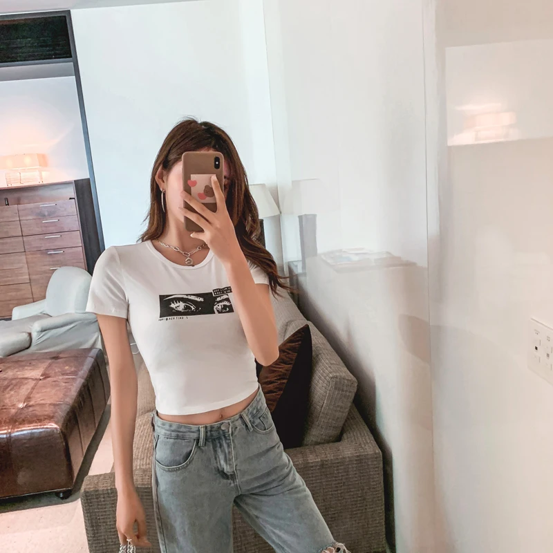 

Summer Fashion Anime Printed Kawaii Cute T-shirt Harajuku Women Clothes Vintage Gothic Style Streetwear y2k Tops Sexy Short Tees