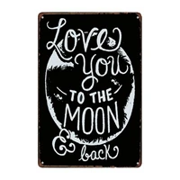 vintage metal tin sign love you to the moon and back home bar kitchen wall decor hanging sign 8x12 inch 20x30 cm