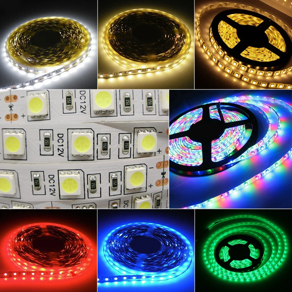 

5M SMD 3528 5050 RGB LED Strip Lamp 300 LEDs DC 12V Red Blue Warm Cool White Waterproof Flexible LED Diode Ribbon Tape Lamp