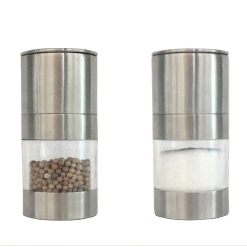 

1PCS Fashion Stainless Steel Mill Glass Body Spice Salt And Pepper Grinder Kitchen Accessories Cooking Tool Portable