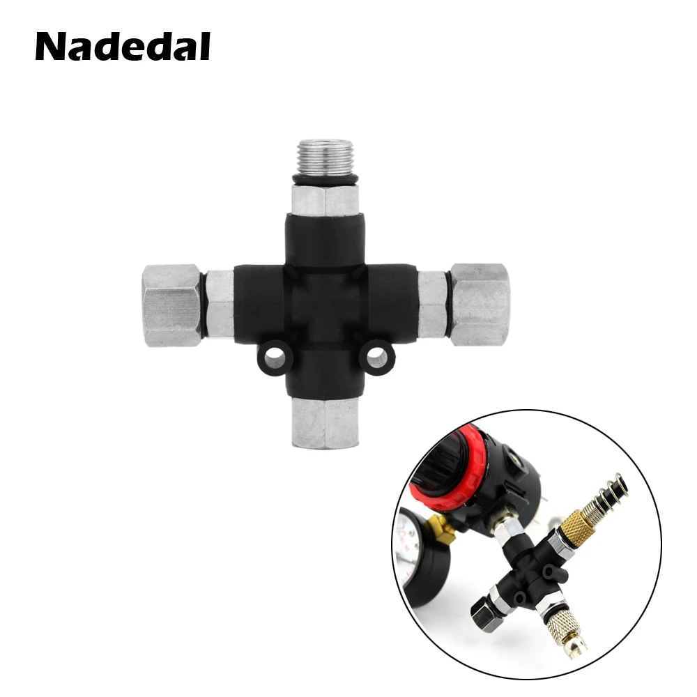3-Way Airbrush Air Hose Splitter Manifold Airbrush Accessories Multi Use aerografo Airbrush Fittings 1/8" with Adjust Knob Valve
